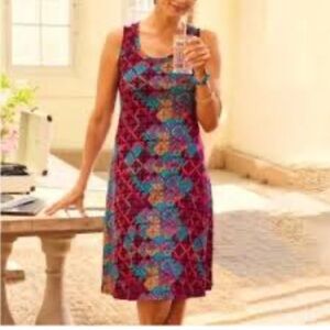 Soft Surroundings Sleeveless Multicolor Patterned Dress, size Medium